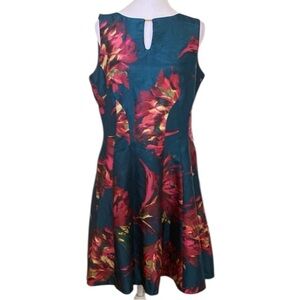 DB Established 1962 Teal & Red Tea Party Cocktail Floral Sleeveless Dress 12